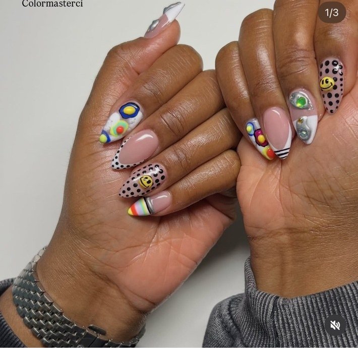 Colorful playful nail art by CiCi